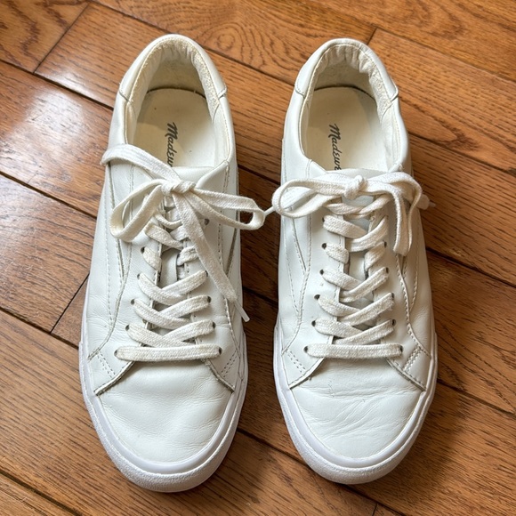 Madewell Low Top Sidewalk White Leather Sneakers - Picture 4 of 12